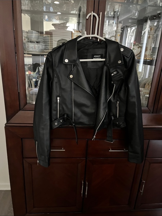 Ashley By 26 International Jackets & Blazers - Ashley Black Faux Leather Moto Jacket with Silver Hardware
